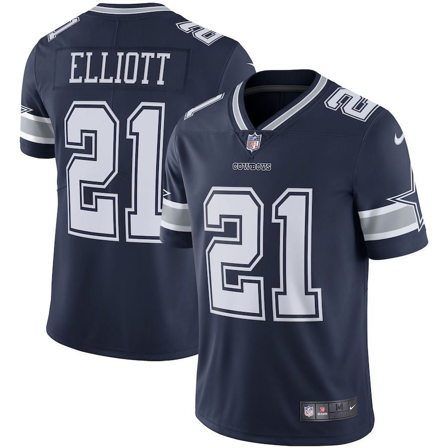 Men Dallas Cowboys #21 Ezekiel Elliott Nike Navy Vapor Limited NFL Jersey->dallas cowboys->NFL Jersey